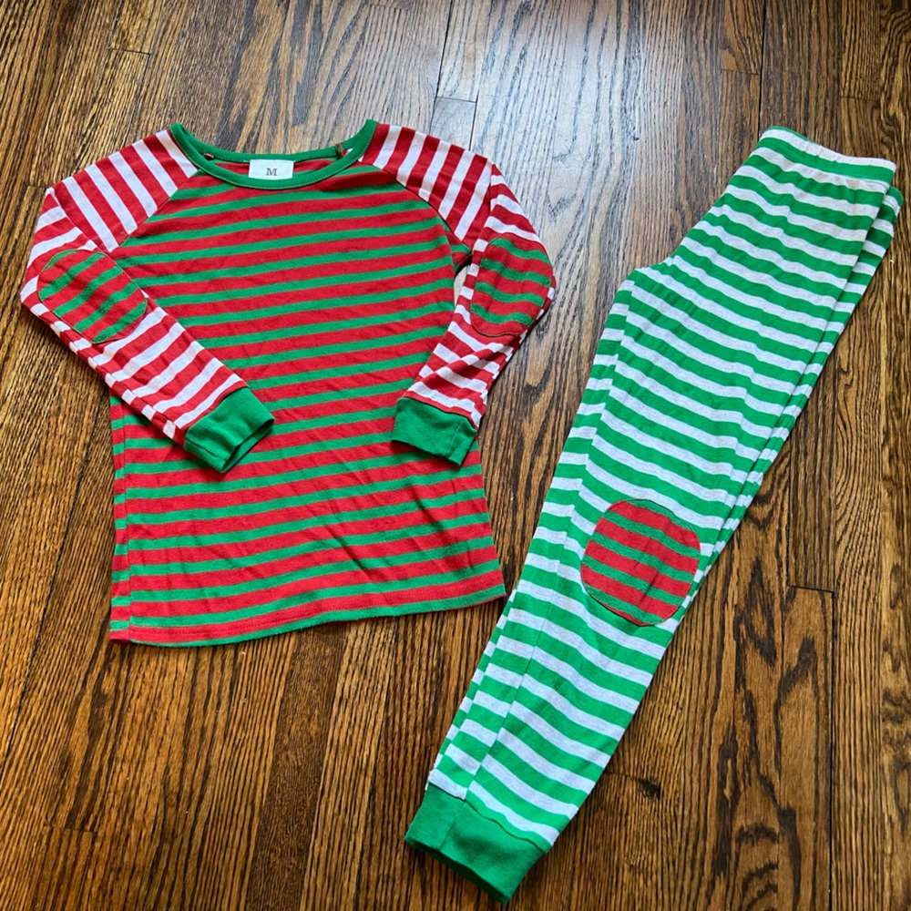 Striped Christmas Pajamas Kids Medium